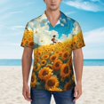 thumbnail image 2 of Pofeuu Clear Sky Sunflower Print Hawaiian Shirt for Men Sleeves Casual Button Down Summer Beach Dress Shirts T-Shirts,Large, 2 of 7