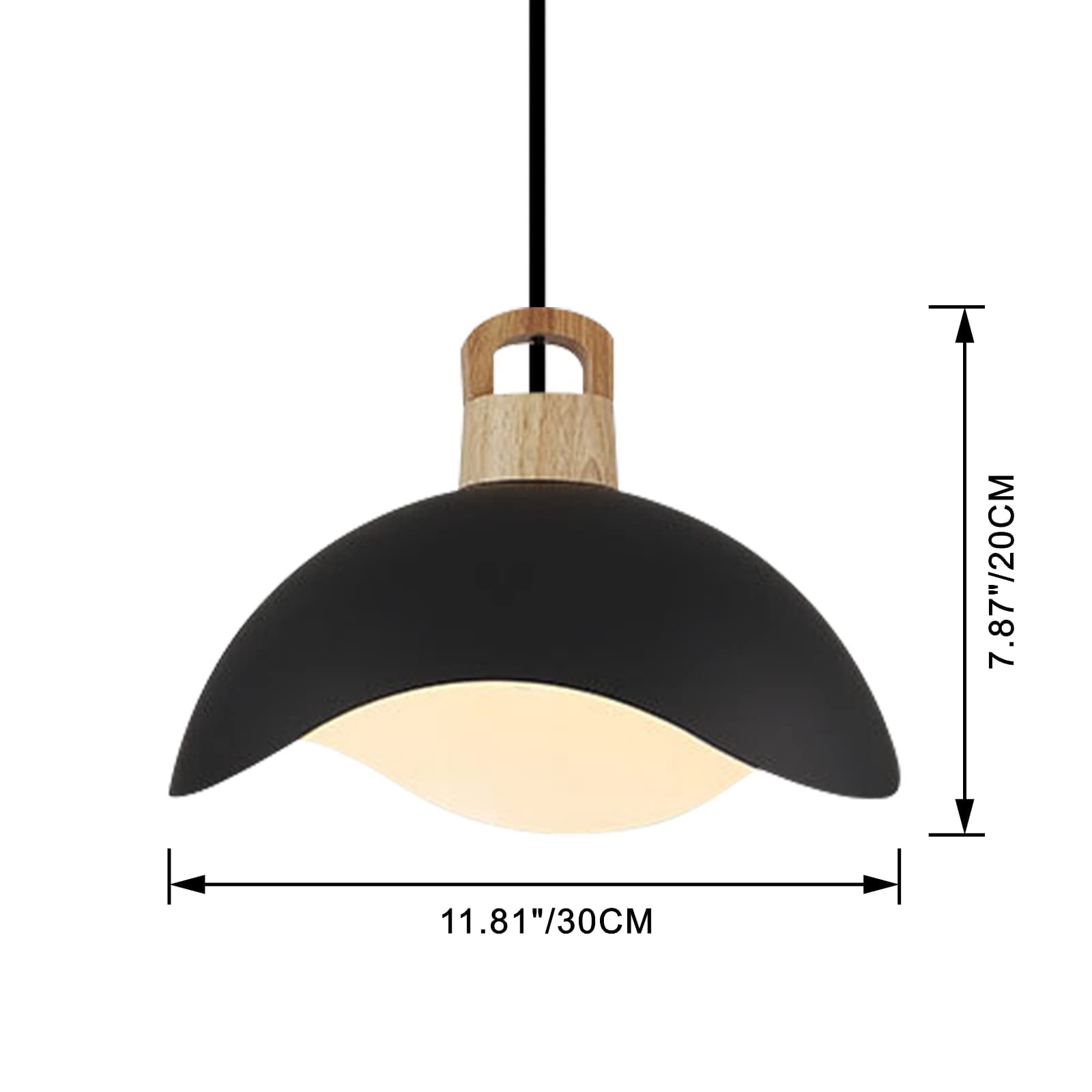 Kiven Plug in Pendant Light, Modern Hanging Light Fixture with Black Iron Shade, E26 Socket Dimmable Pendant Light for Bedroom Hallway Kitchen Island