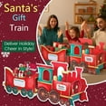 thumbnail image 2 of Christmas Train Gift Box, Santa Express Train Gift Box, Whimsical Gingerbread Design Christmas Trains, Sets Xmas Decoration Present Storage, Holding Presents/Candy, Party Centerpiece (#B), 2 of 9
