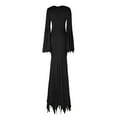 thumbnail image 5 of Drses‌‌ ‌‌‌‌‌‌‌‌‌‌‌‌‌‌‌‌‌‌‌‌‌‌‌‌‌Women's Gothic Vampire Maxi Dress - Morticia Addams Costume with Bat Sleeves & Wrap Design for Halloween Parties, 5 of 6