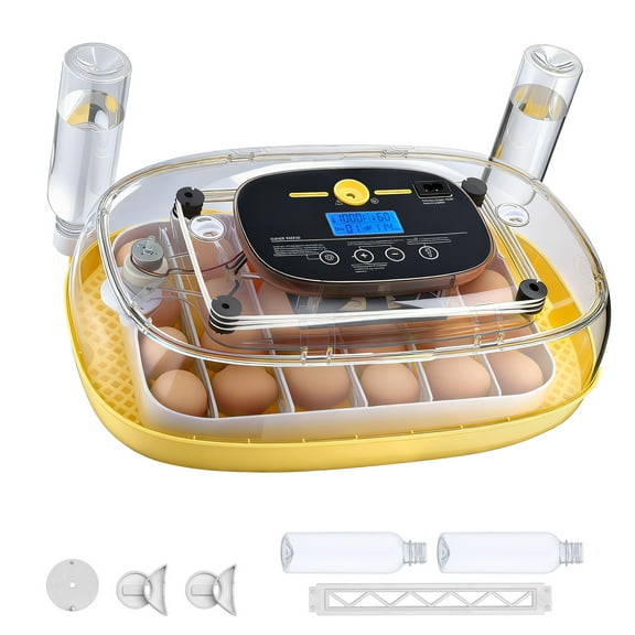 KFFKFF 24 Egg Incubator with Automatic Turner, LED Egg Candler, Adjustable Temperature & Humidity, Clear 360° Viewing Window, Auto Water Refill System, Ideal for Hatching Chicken, Duck, Goose