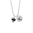 thumbnail image 2 of Delight Jewelry Two-tone Black Round Spinner Silvertone Script Initial Disc - K - Charm Necklace, 20"+3", 2 of 4