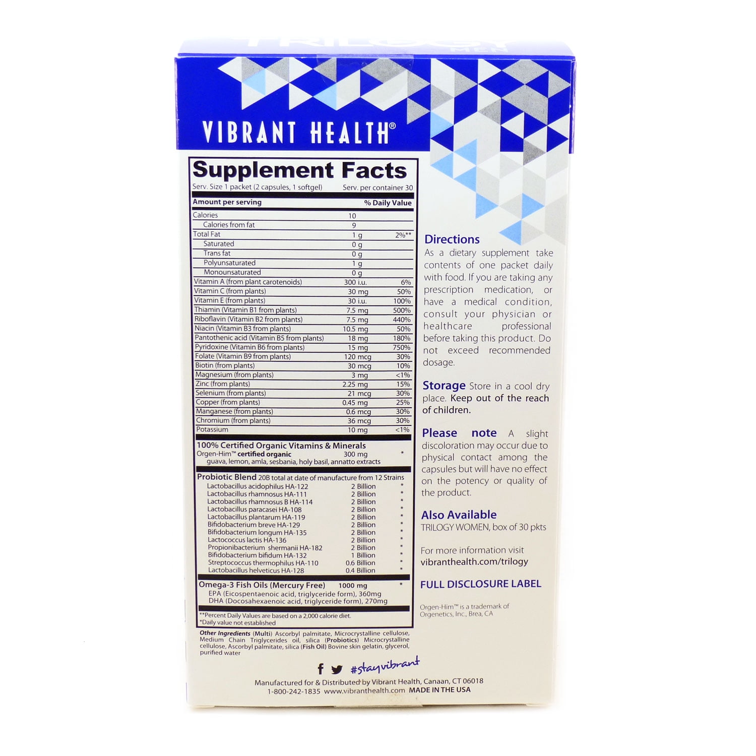 Vibrant Health Trilogy for Men - 30 Day Supply