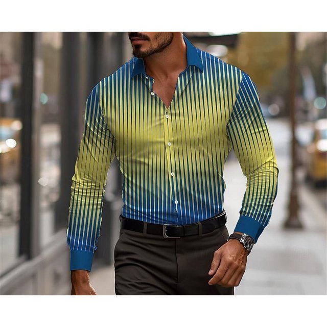 Camisa de negocios estampada de línea para hombre, ropa informal de tela cómoda de alta calidad, talla grande, nueva moda de verano