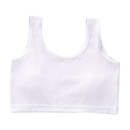 Girls Training Bras Cute Padded Bra Ribbed Seamless Wirefree Cotton Comfort Underwear Bralette Everyday Vest  Purple  L