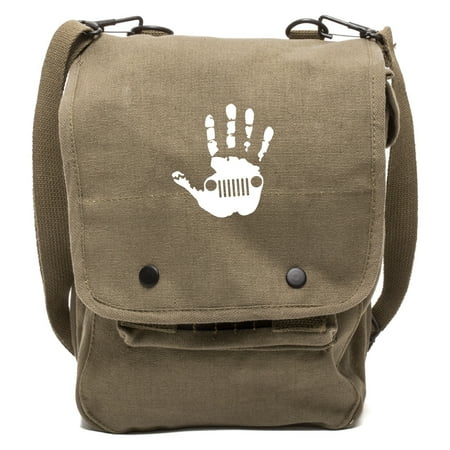- Jeep Wave Hand High Five Heavyweight Cotton Canvas Crossbody Travel Map Bag Case