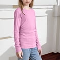 thumbnail image 4 of FAIWAD Girls Long Sleeve Shirts Crewneck Ribbed Knit Tops Casual Base Layer T-Shirts, 5-16 Years, 4 of 9