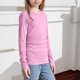 thumbnail image 5 of Camisas lisas de manga larga para niñas, lindas blusas casuales elegantes con cuello redondo, ropa, camisas de cuello redondo, top de poliéster para niñas, 5 of 8