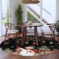 thumbnail image 3 of Round Rug 7Ft Washable Non-Slip, Black Christmas Snowman Circle Area Rugs for Living Room Bedroom, Xmas Snowflake Elk Tree Balls Indoor Floor Mats Carpet Runner for Home Decor Aesthetic, 3 of 8