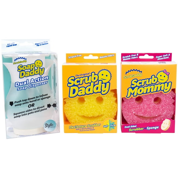 Scrub Daddy Kitchen Cleaning Bundle - Scrub Daddy OG   Scrub Mommy   Soap Daddy