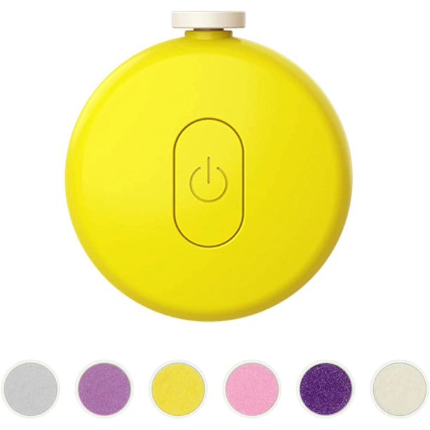 Cortauñas eléctrico para bebés, recién nacido con 6 cabezales de molienda reemplazables, kit de aseo ergonómico de bajo ruido para bebés, niños pequeños, adultos, dedos de los pies, amarillo
