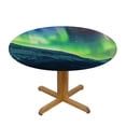 thumbnail image 3 of Acheng Aurora Borealis, Snow, Trees Round Tablecloth 100% Polyester Fiber for Picnic Dining Kitchen Farmhouse 31-35, 3 of 8