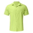 thumbnail image 3 of Male Summer Hawaii Solid Shirt Short Sleeve Double Pocket Turn Down Collar Button Shirt, 3 of 4