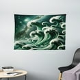 thumbnail image 3 of Ambesonne Green Tapestry Wall Hanging, Marble Print Waves Galaxy Sky, 60"x40", Dark Teal, 3 of 4