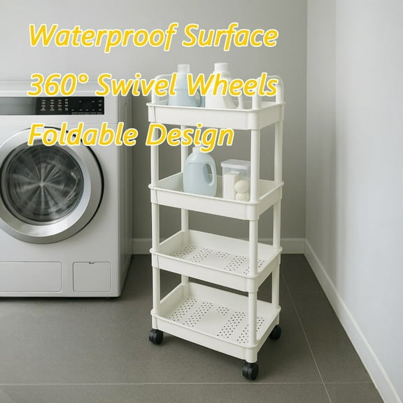 4-Tier Multifunction Storage Rack - Durable PP Plastic Organizer for Kitchen, Bathroom & Home Use (White)