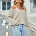 thumbnail image 6 of Lovskoo Sweaters for Women Casual Loose Long Sleeve Knitting Round Neck Sweater Blouse Tops Beige, 6 of 8