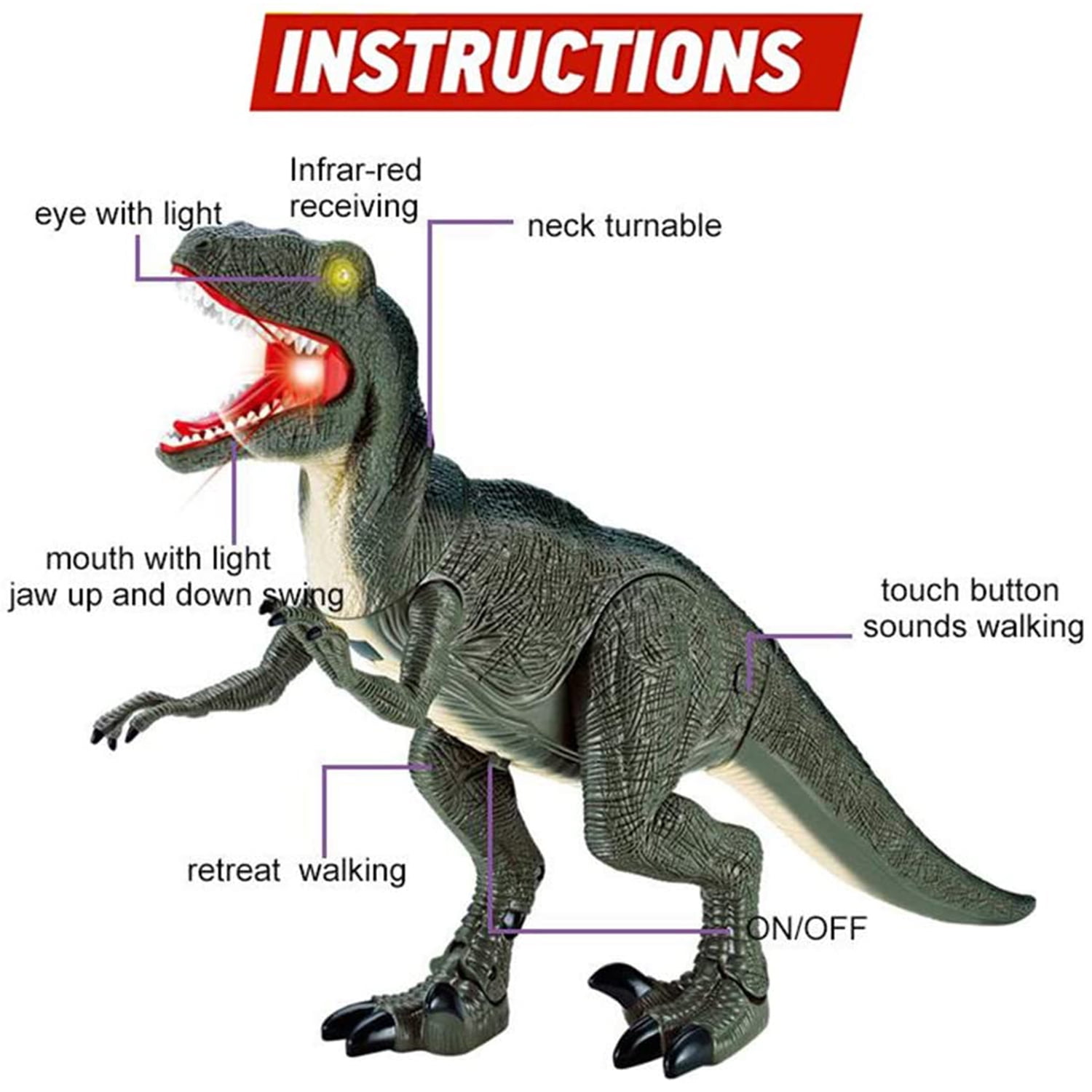 CIPACHO 14.5" Robot Dinosaur Toy, Walking Dinosaur Toy for Kids, Great Electronic Toy for 3-8 Year Old, Gray CIPACHO 14.5" Robot Dinosaur Toy, Walking Dinosaur Toy for Kids, Great Electronic Toy for 3-8 Year Old, Gray