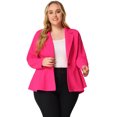 thumbnail image 1 of Blazer de talgrande pamujer con solacon muescas, dobladillo con volantes y péplum, paNavidad RoCaliente 4XL, 1 of 5