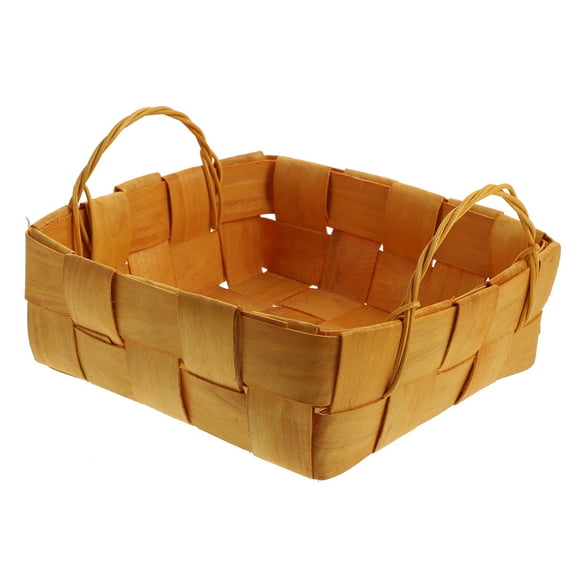 AURARMLET Mlins Khaki Rectangular Wooden Handheld Storage Basket for Home Organization, Storage and Decluttering