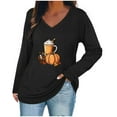 thumbnail image 2 of Jsaierl Womens Halloween Shirts Funny Pumpkin Ghost Graphic Tees Work V Neck T-shirt Long Sleeve Tunic Blouse Tops Halloween Costumes, 2 of 4