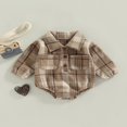 thumbnail image 2 of Baby Boy Romper Buttons Lapel Long Sleeve Vintage Plaid Pattern Jumpsuit with Pockets, 2 of 7