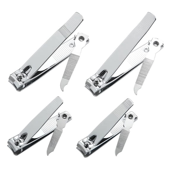 4 Pcs Professional Stainless Steel Toenail Clipper and Fingernails - Swing Out Nail Cleaner/File - Sharpest Stainless Steel Clipper - Wide Easy Press Lever – Nail Cutter