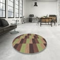 thumbnail image 3 of Ahgly Company Indoor Round Patterned Sepia Brown Area Rugs, 5' Round, 3 of 6