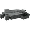 Henrik Light Gray Sleeper Sectional Sofa with Storage Ottoman and 2