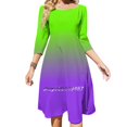 thumbnail image 1 of Vestido con escote cuadrado y degradado en tonos morado neón y verde neón con estampados sueltos y bonitos, elegante vestido de fiesta en la playa, 1 of 6