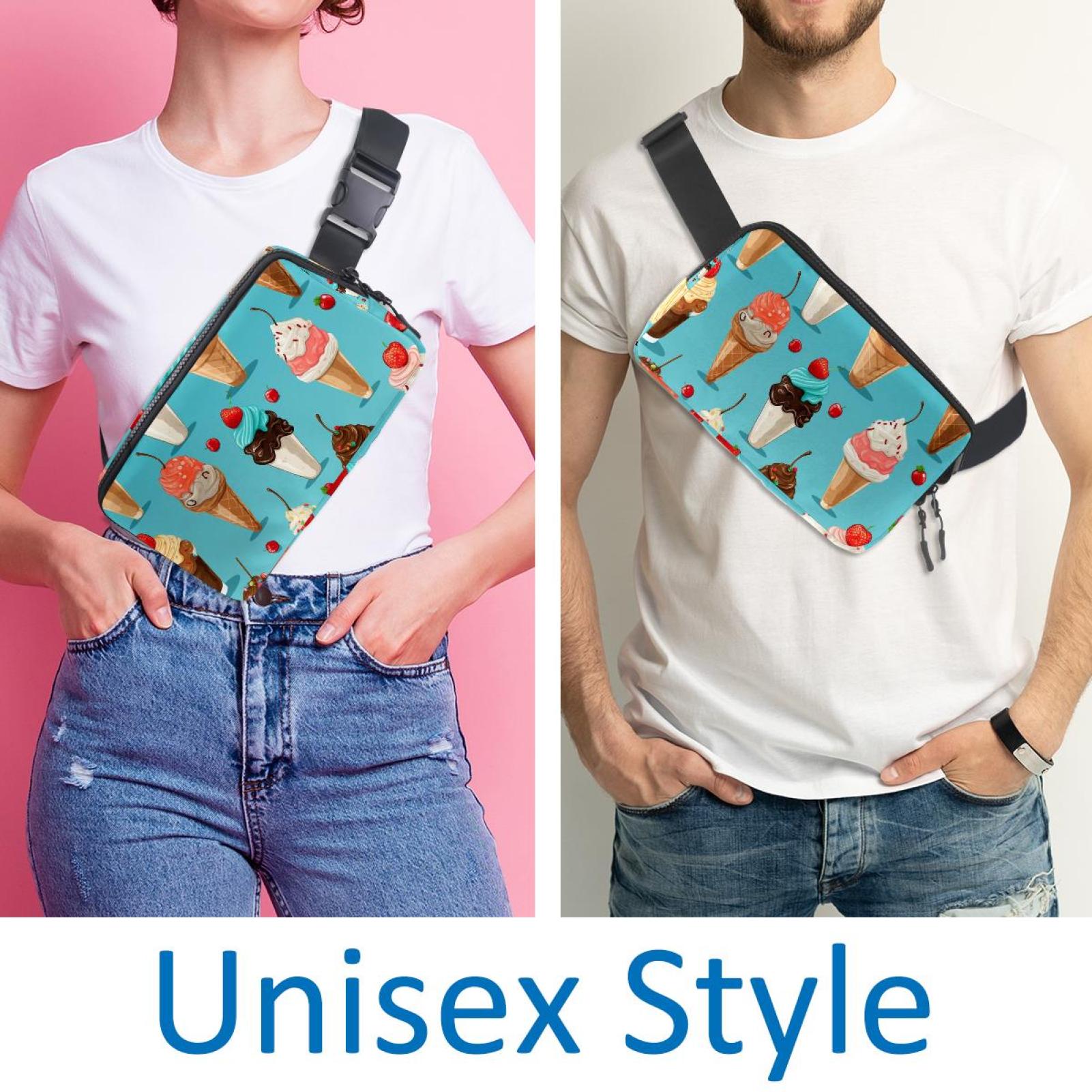 Ice Cream Lightweight, Adjustable Fanny Packs with Extension Strap - Unisex Sling Bag Money Belt