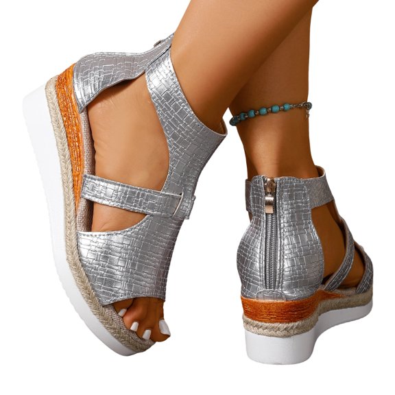 Sandals for Women Platform Wedge Open Toe Low Heel Beach Sandals Outdoor Slip on Espadrille Platform Chelsea Dress Shoes