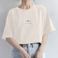 thumbnail image 2 of Womens Tops New Short Sleeved Round Neck Solid Color Casual Fashion Blouse Plus Size Tops for Women The Summer I Turned Pretty, 2 of 3