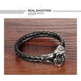 thumbnail image 2 of QQTDFG Stainless Steel Genuine Leather Bracelet Black Silver Men's Unisex Hook G366-default, 2 of 8