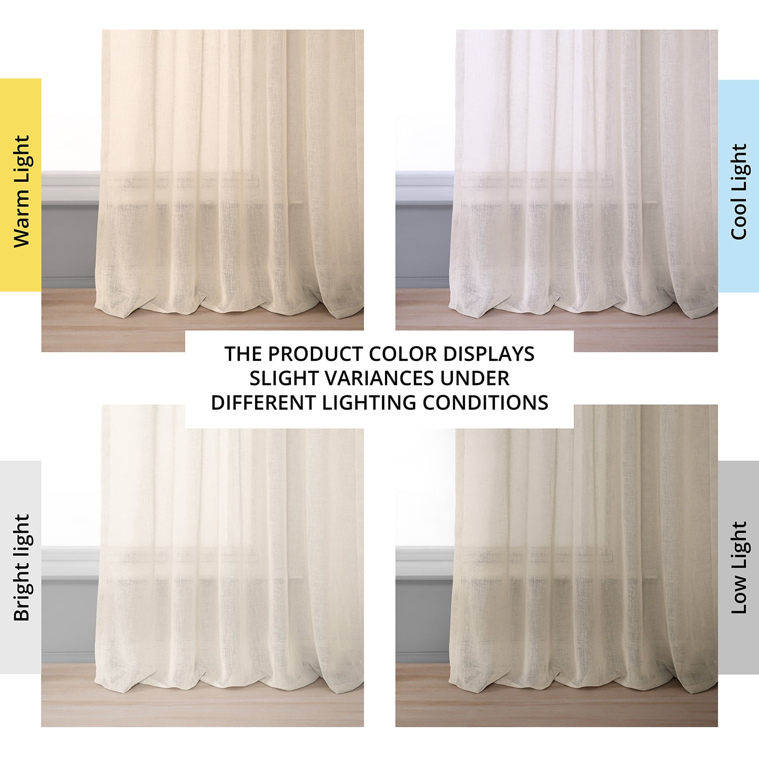 Cotton Seed Solid Faux Linen Sheer Curtain (1 Panel), Cotton Seed, 50W X 120L
