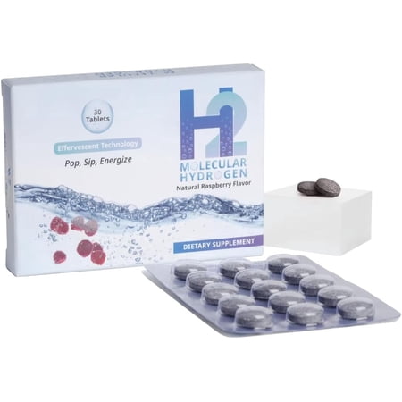 H2 Molecular Hydrogen Water Tablets with Magnesium – 12 PPM Effervescent Hydrogen Tablets for Drinking Water, Supports Hydration, Energy & Metabolism, Raspberry Flavor, 30 Tablets