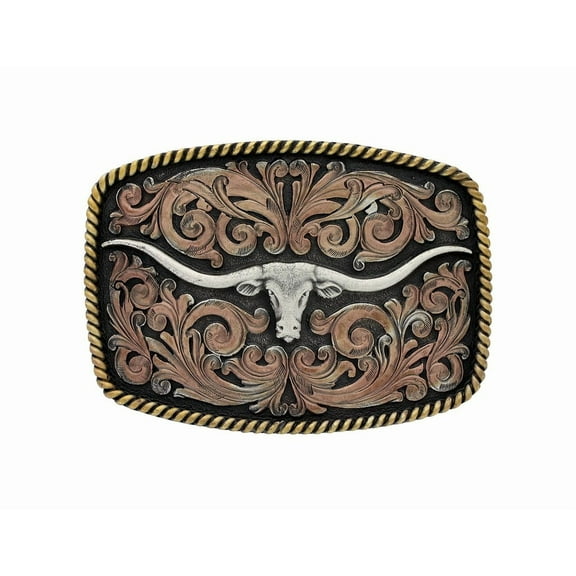 Montana Silversmiths Tri-Colored Longhorn Attitude Buckle A711