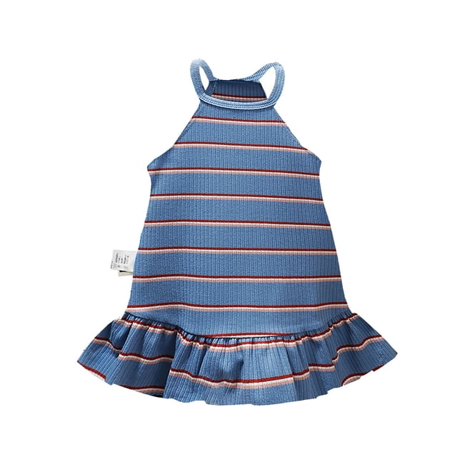 Liyamei Robe de Plage Rayée pour Filles Bébés Enfants, 3-4 Ans