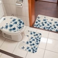 thumbnail image 5 of Blue Flower Bathroom Rugs Set Watercolor Spring Blue Floral Butterfly Linen Texture Non Slip Absorbent Soft Bath Mats 3 Piece Set with Bathroom Rug, U-Shaped Floor Mat, Toilet Seat Cover Small Size, 5 of 9