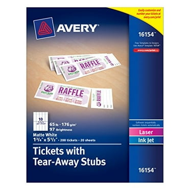avery blank printable tickets tear away stubs perforated raffle tickets 1 3 4 x 5 1 2 500 tickets 16795 walmart com