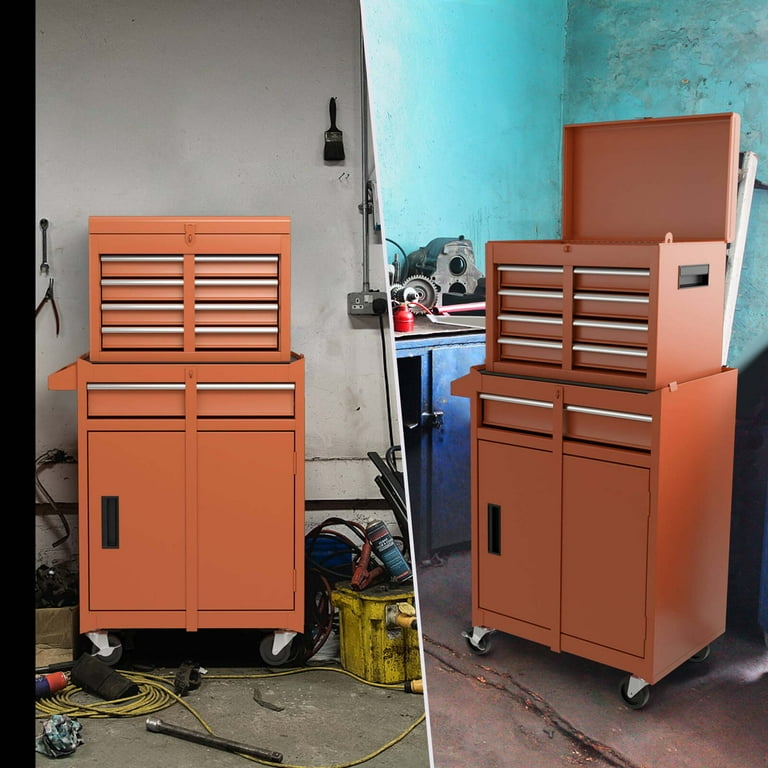 Costway 2 in 1 Tool Chest & Cabinet with Sliding Drawers Rolling