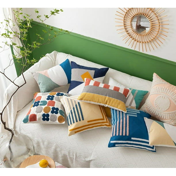 Bamaia Modern Textured Throw Pillow Cover Embroidered Decorative Pillowcase With Mid Century Accent For Home Couch Sofa Beds Decor 1 Piece Yellow A