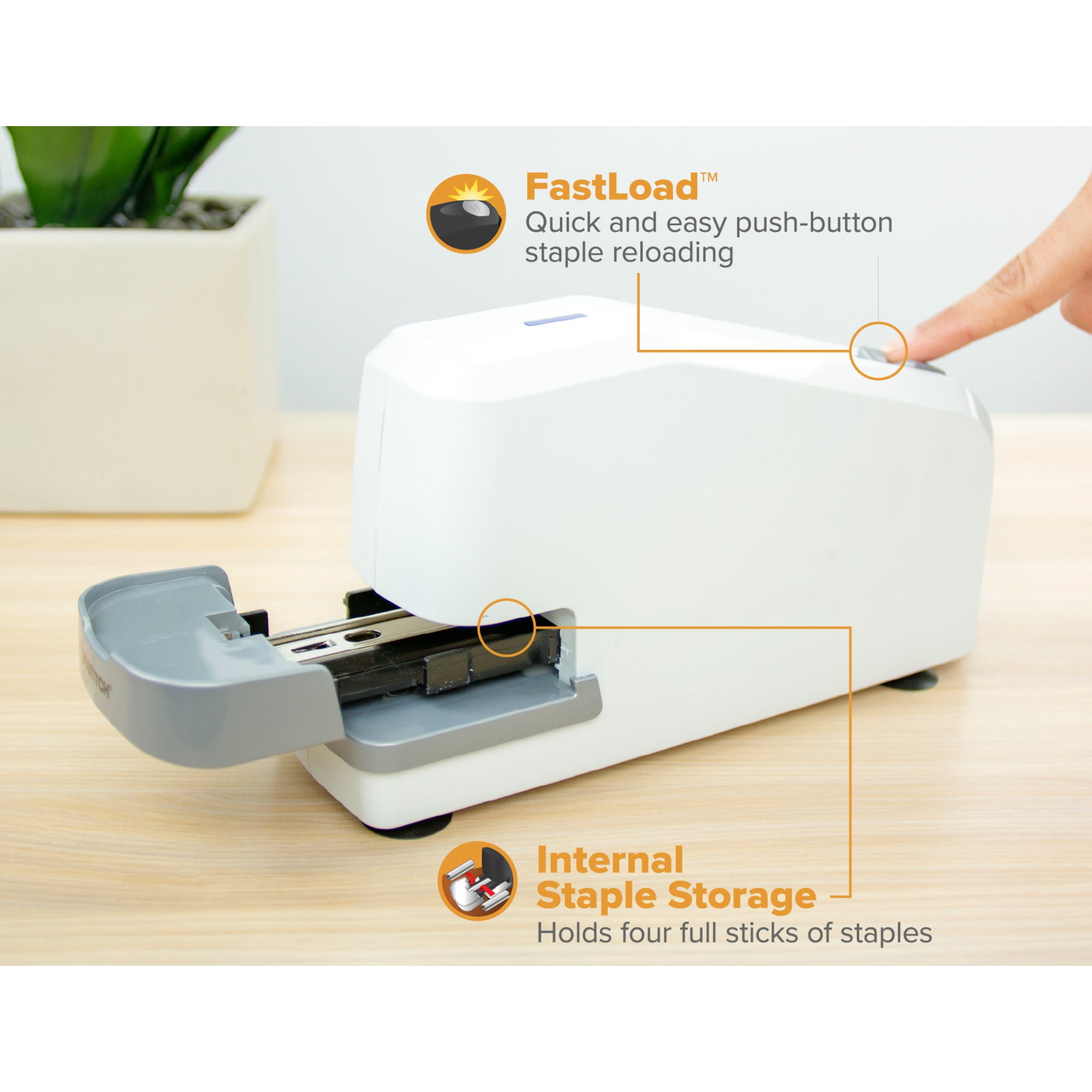 Bostitch Impulse Electric Stapler, 30 Sheet Capacity, White
