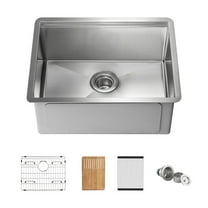 24" Handcrafted 316 Stainless Steel 16 Gauge Single Bowl Workstation Undermount Kitchen Sink