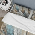 thumbnail image 4 of Designart "Feather Extravaganza Gold II" Glam Feather Bedding Covert Set - Glam Blue Floral Bed Set With 2 Shams, 4 of 6