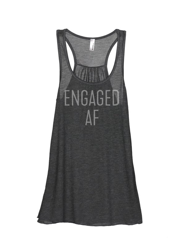 Engaged AF Newlywed Women's Sleeveless Flowy Racerback Tank Top Charcoal 2X-Large
