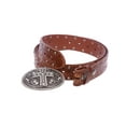 thumbnail image 2 of Studded Perforated Embossed Leather Belt With Rhinestone Bling Cross Buckle, 2 of 3