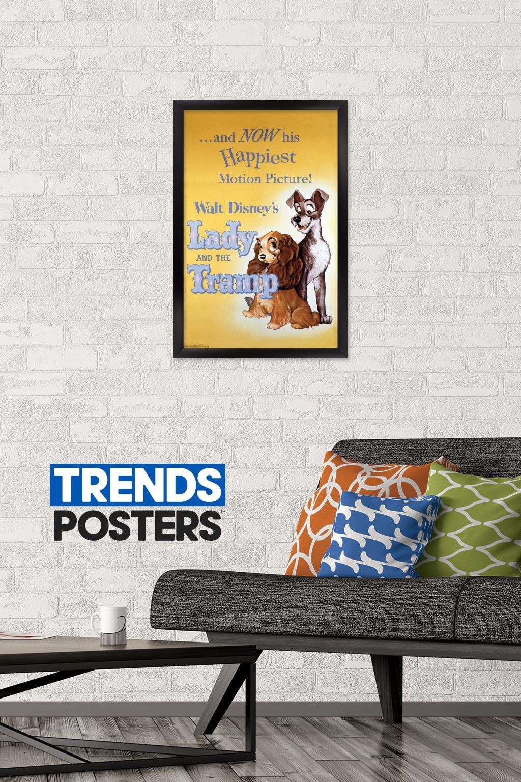 Disney Lady and The Tramp - One Sheet Wall Poster, 14.725" x 22.375", Framed