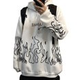 thumbnail image 4 of Otoño e Invierno estilo bf calle Hip-Hop Retro estampado de llama ropa holgada con capucha para parejas más suéter de moda de terciopelo amor, 4 of 4