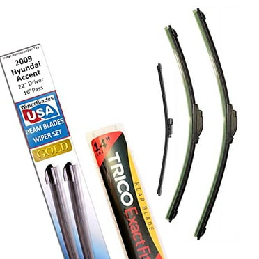 Beam Blade Wipers Replacement Set for 2009 Hyundai Accent w/Rear - WiperBladesUSA Gold Beam Wiper Blades Wipers Set