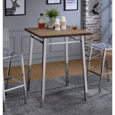 Bowery Hill Square Pub Table in Oak and Chrome